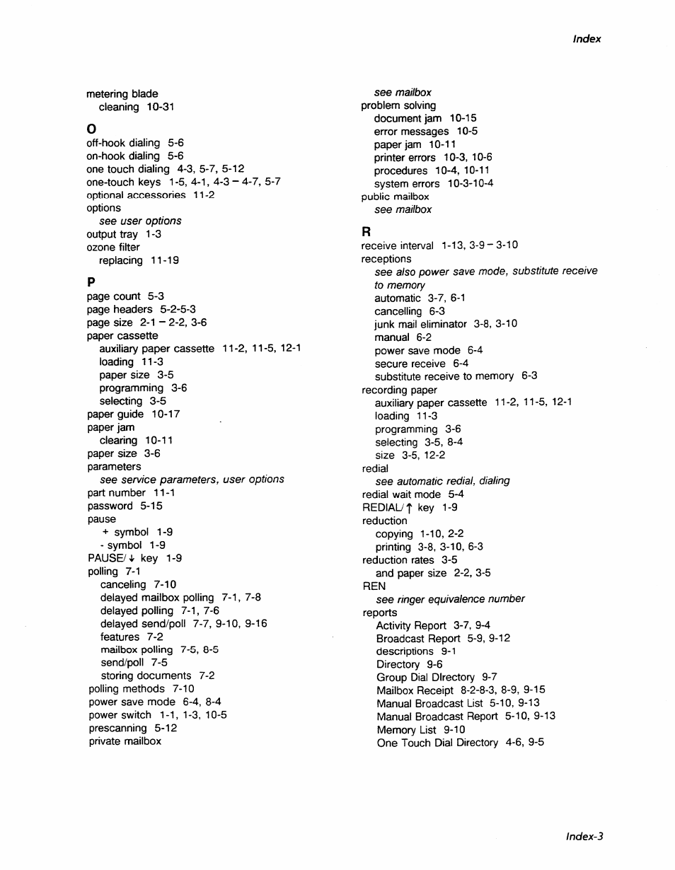 Index, Index-3 | Xerox 7042 User Manual | Page 181 / 182