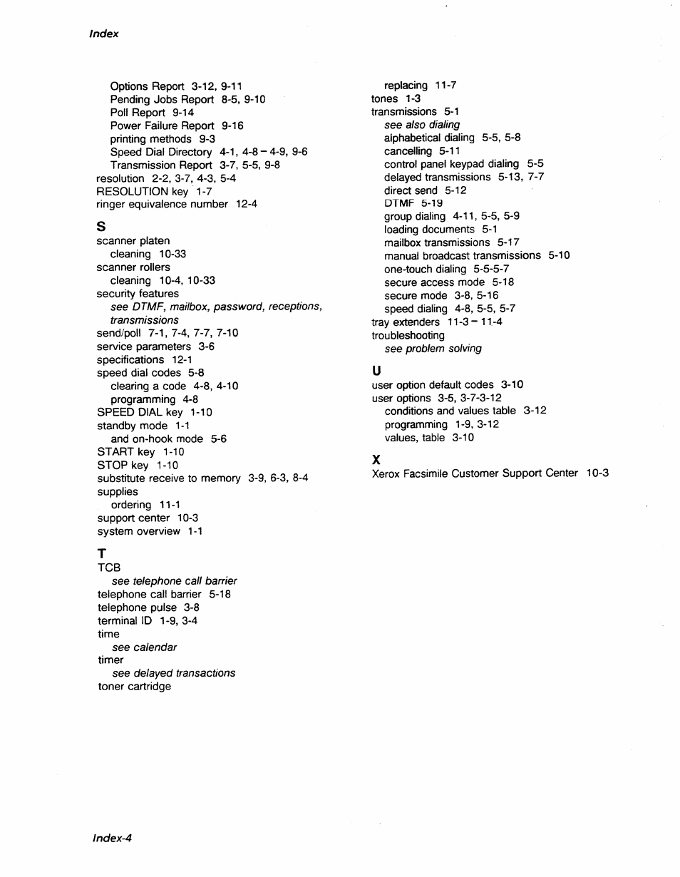 Index, Index-4 | Xerox 7042 User Manual | Page 182 / 182