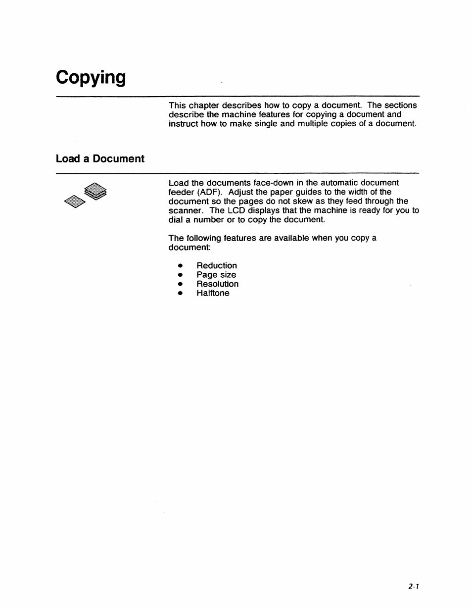 Copying, Load a document, Copying -1 | Load a document -1 | Xerox 7042 User Manual | Page 31 / 182