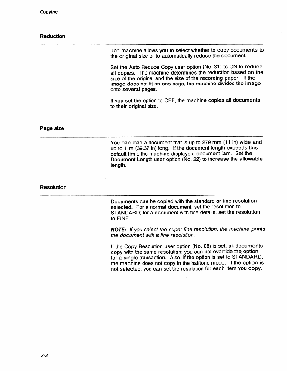 Reduction, Resolution, Reduction -2 | Resolution -2, Copying | Xerox 7042 User Manual | Page 32 / 182