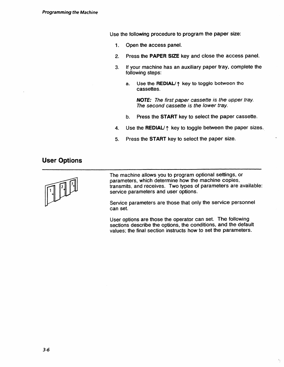 User options, User options -6, Programming the machine | Xerox 7042 User Manual | Page 40 / 182