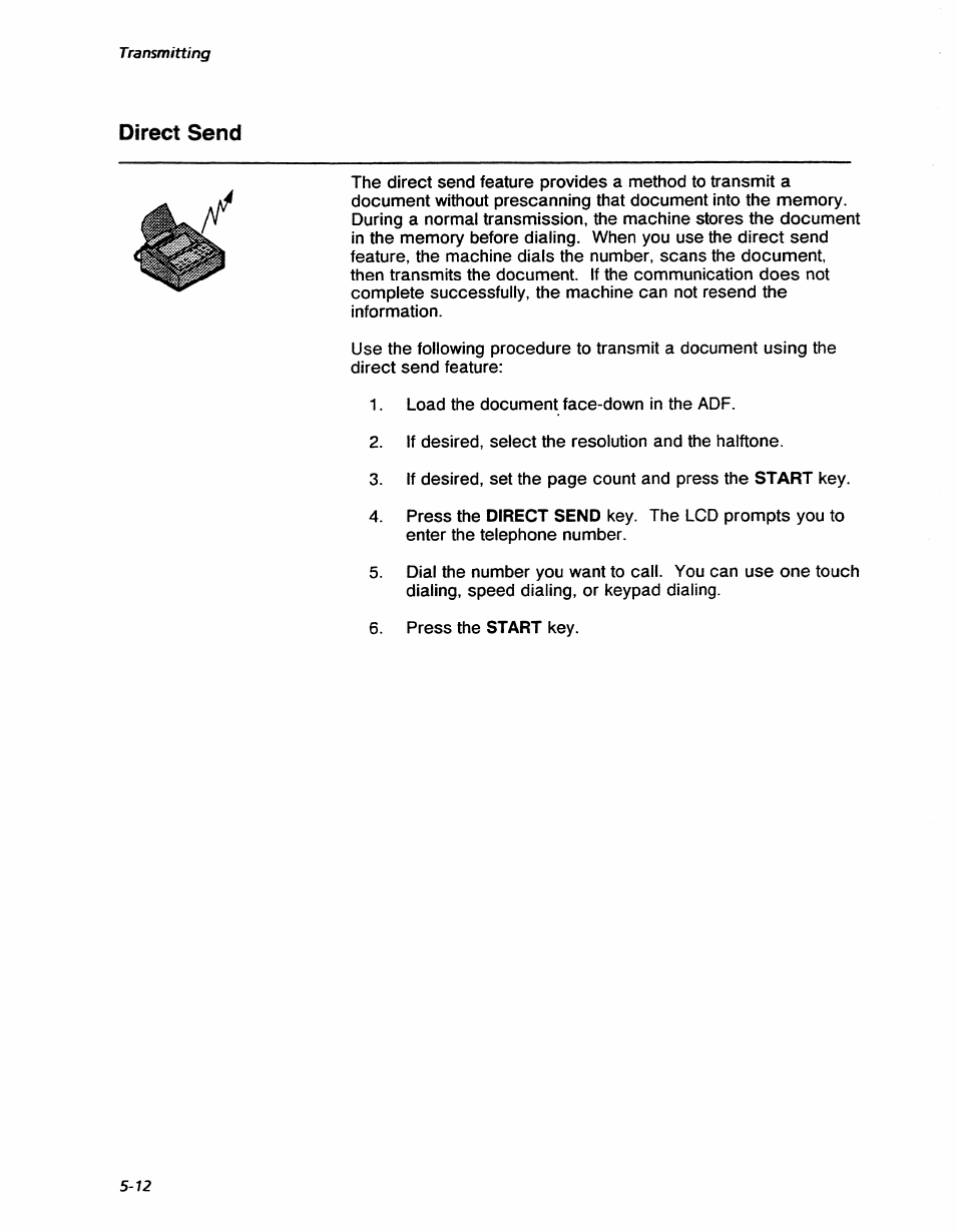 Direct send, Direct send -12, Transmitting | Xerox 7042 User Manual | Page 74 / 182