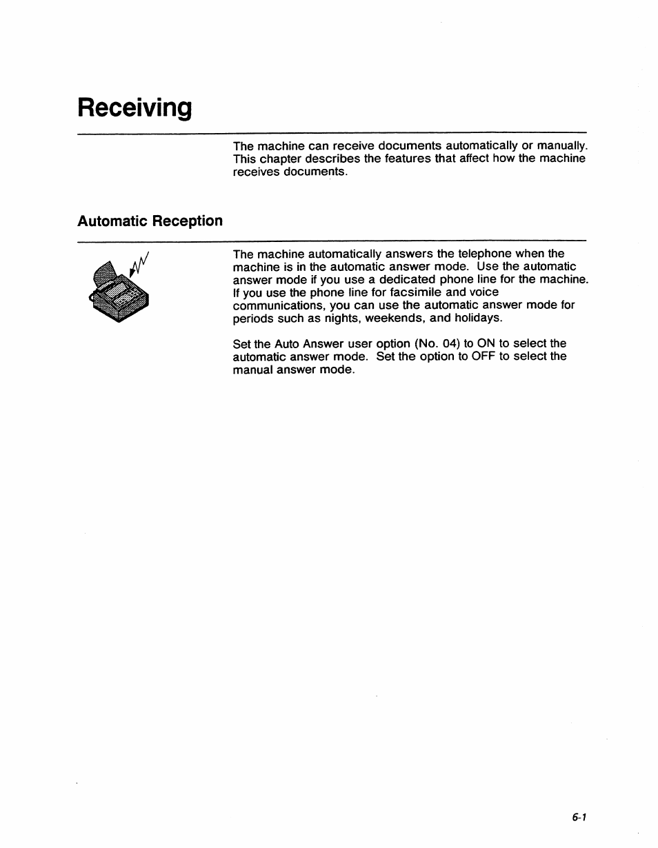 Receiving, Automatic reception, Receiving -1 | Automatic reception -1 | Xerox 7042 User Manual | Page 83 / 182