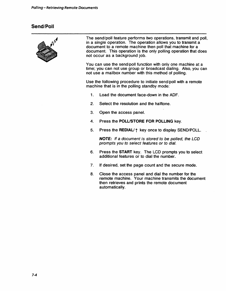 Send/poli, Send/poil -4, Polling - retrieving remote documents | Xerox 7042 User Manual | Page 90 / 182