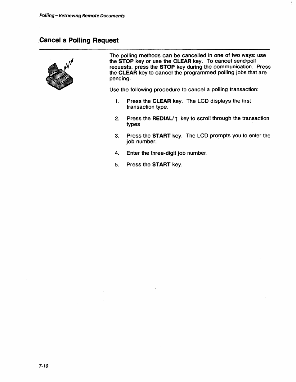 Cancel a polling request, Cancel a polling request -10, Polling - retrieving remote documents | Xerox 7042 User Manual | Page 96 / 182