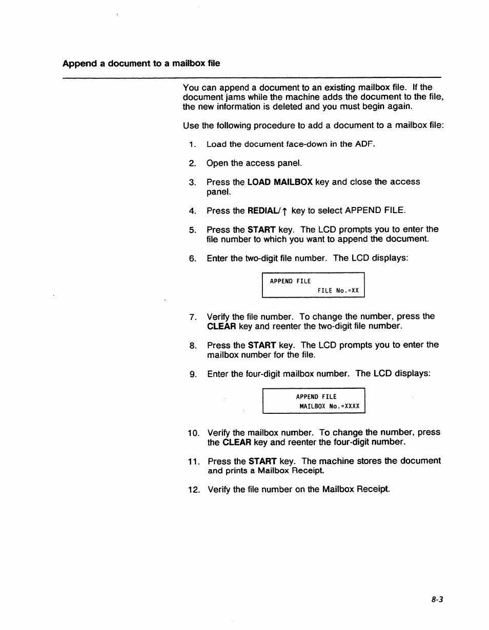 Append a document to a mailbox file | Xerox 7042 User Manual | Page 99 / 182