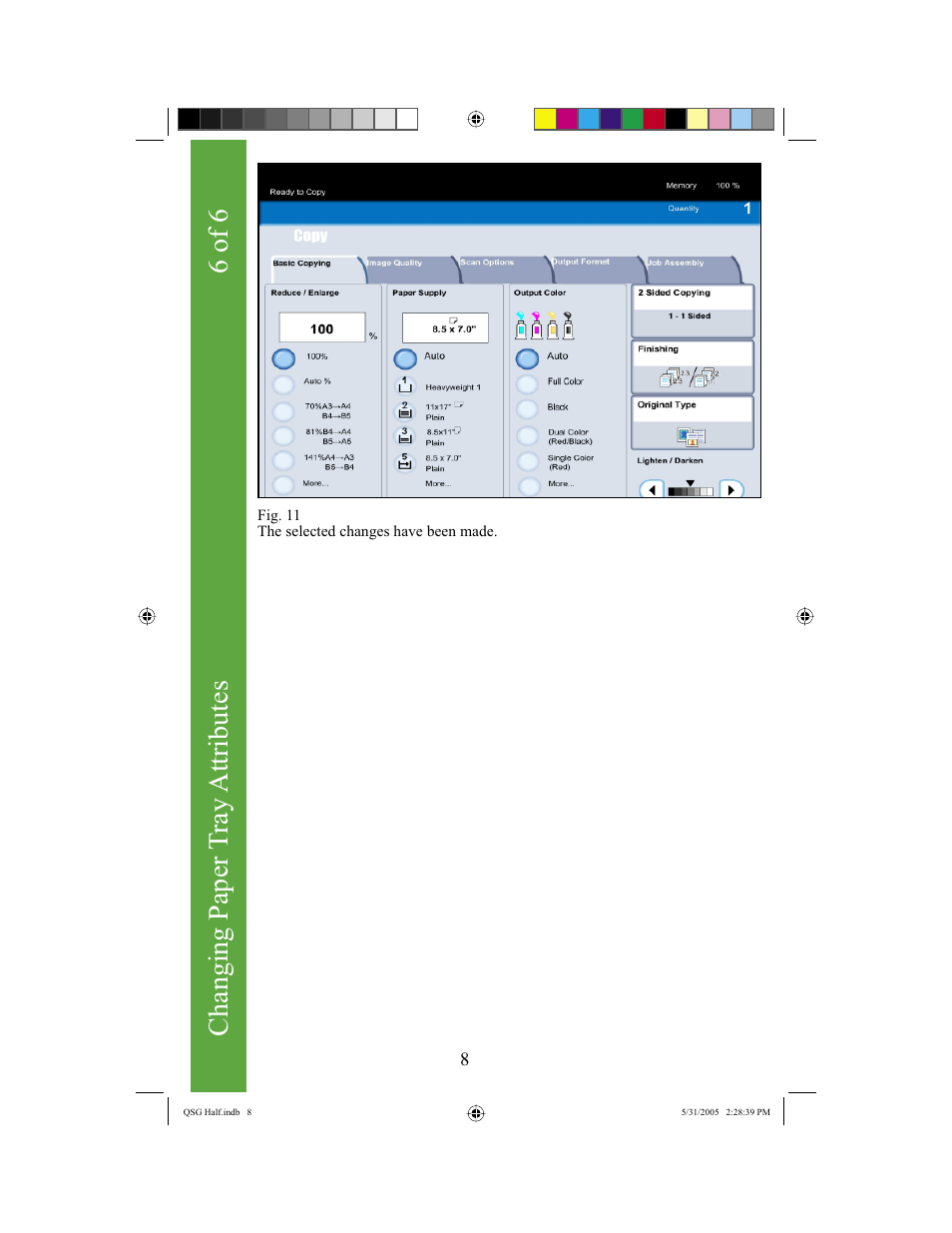 Changing paper t ray attributes, 6 of 6 | Xerox DocuColor 240 User Manual | Page 10 / 47