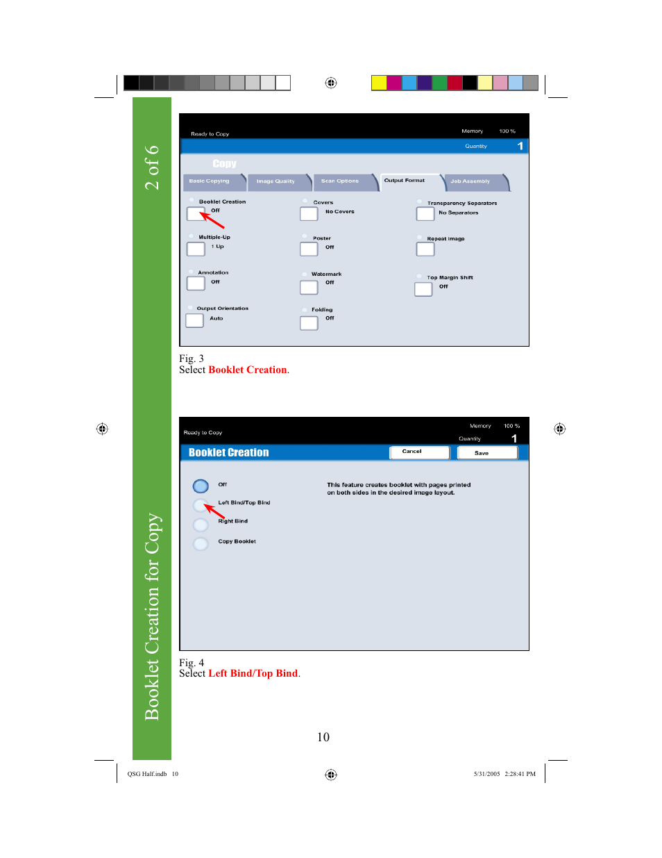 Booklet creation for copy, 2 of 6 | Xerox DocuColor 240 User Manual | Page 12 / 47