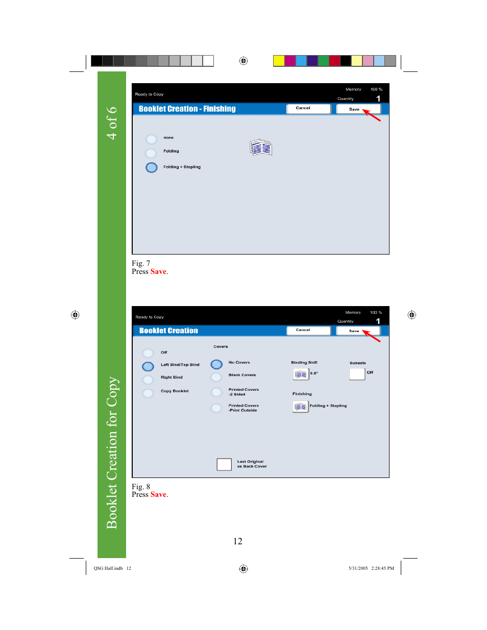 Booklet creation for copy, 4 of 6 | Xerox DocuColor 240 User Manual | Page 14 / 47