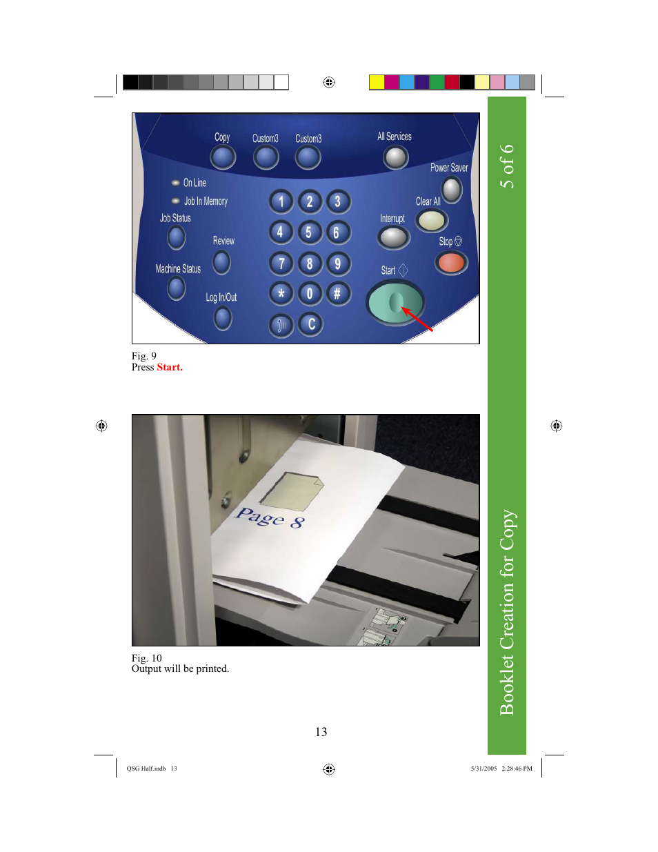 Booklet creation for copy, 5 of 6 | Xerox DocuColor 240 User Manual | Page 15 / 47