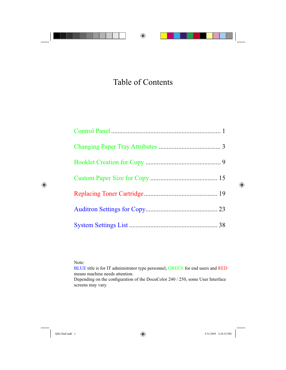 Xerox DocuColor 240 User Manual | Page 2 / 47