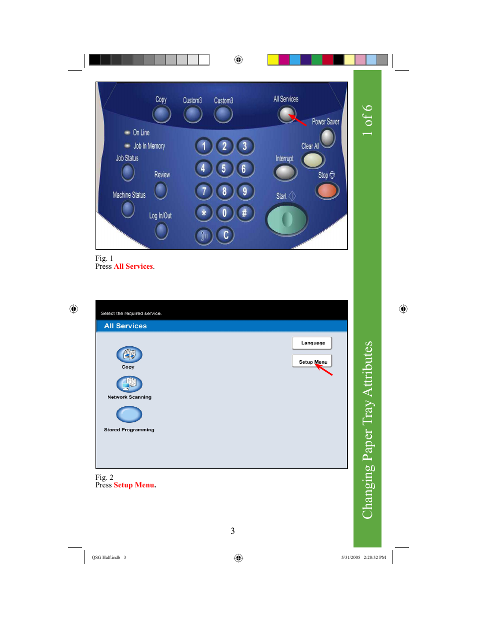 Changing paper t ray attributes, 1 of 6 | Xerox DocuColor 240 User Manual | Page 5 / 47