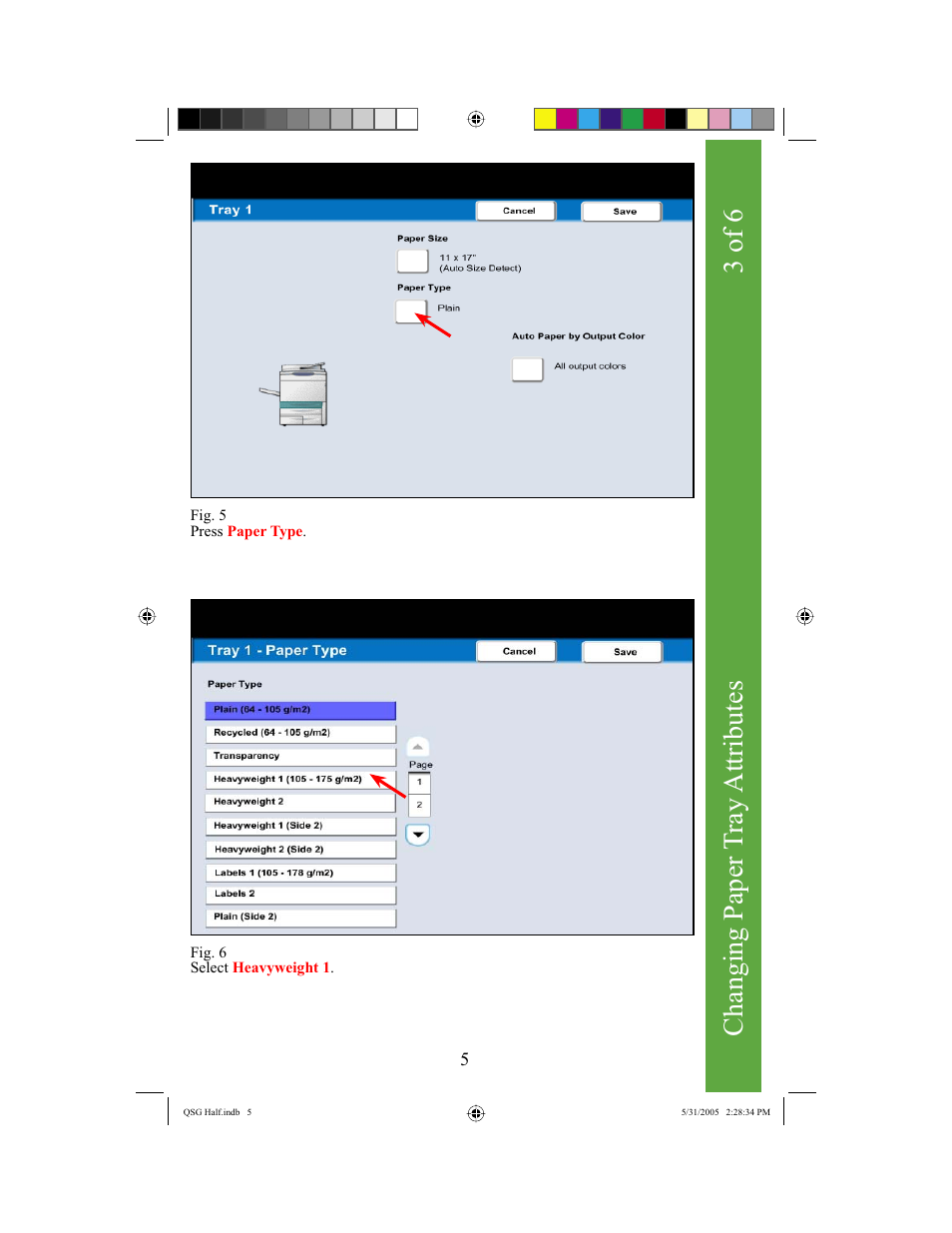 Changing paper t ray attributes, 3 of 6 | Xerox DocuColor 240 User Manual | Page 7 / 47