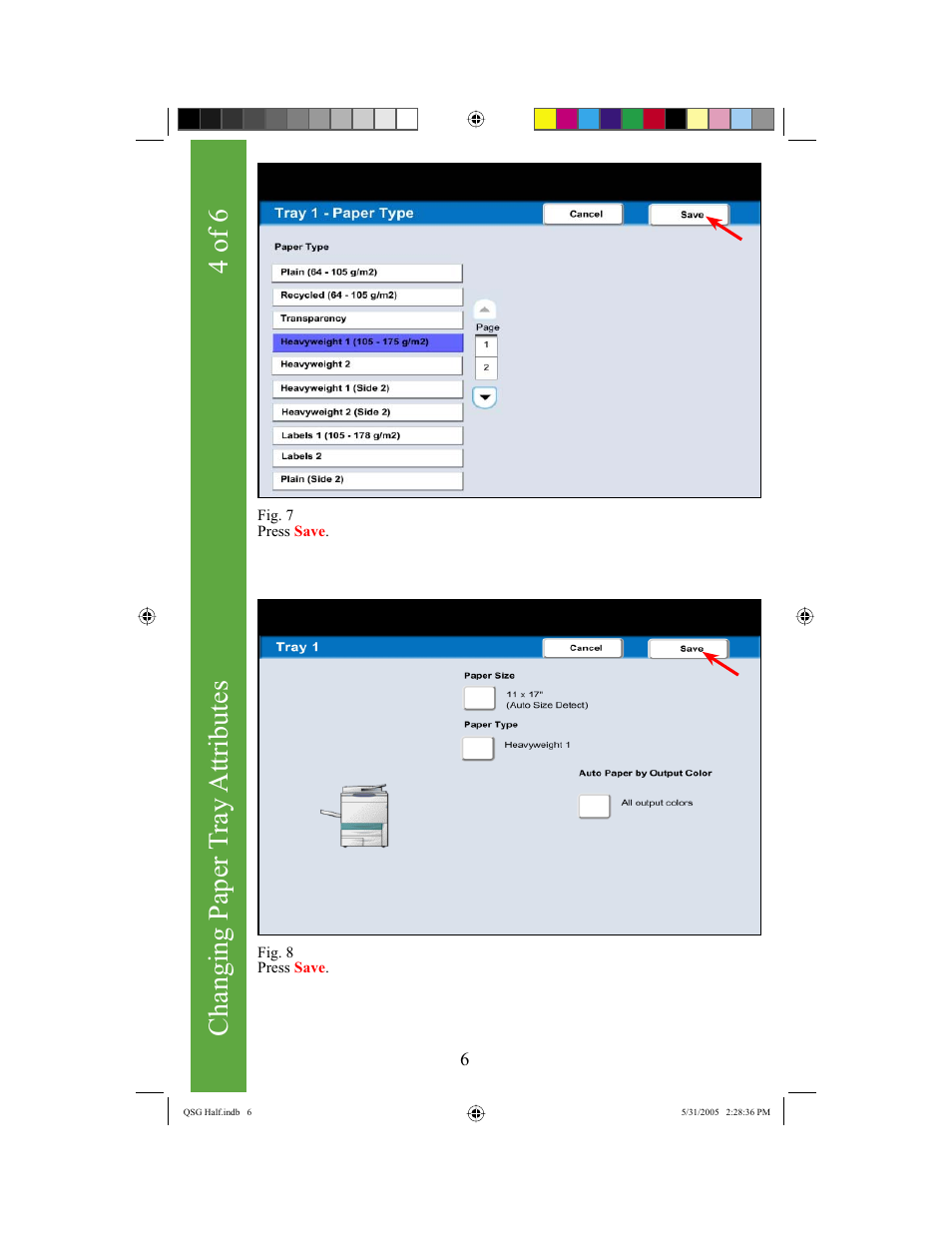 Changing paper t ray attributes, 4 of 6 | Xerox DocuColor 240 User Manual | Page 8 / 47