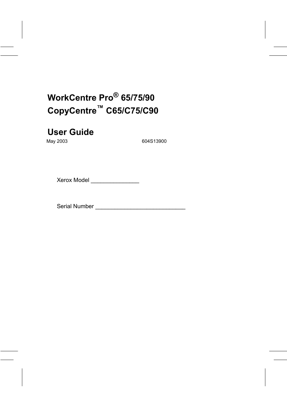 Xerox WorkCentre Pro 75  EN User Manual | 99 pages