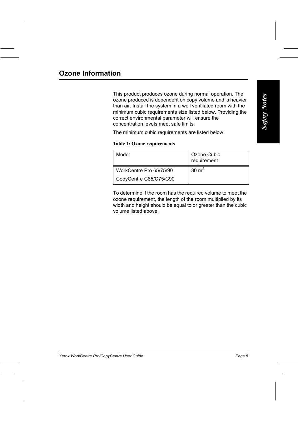 Ozone information | Xerox WorkCentre Pro 75  EN User Manual | Page 19 / 99