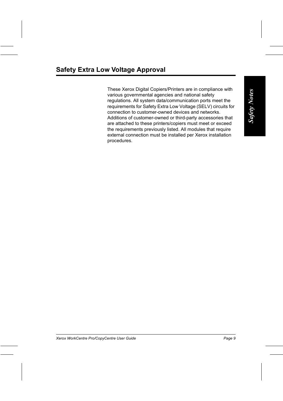 Safety extra low voltage approval | Xerox WorkCentre Pro 75  EN User Manual | Page 23 / 99