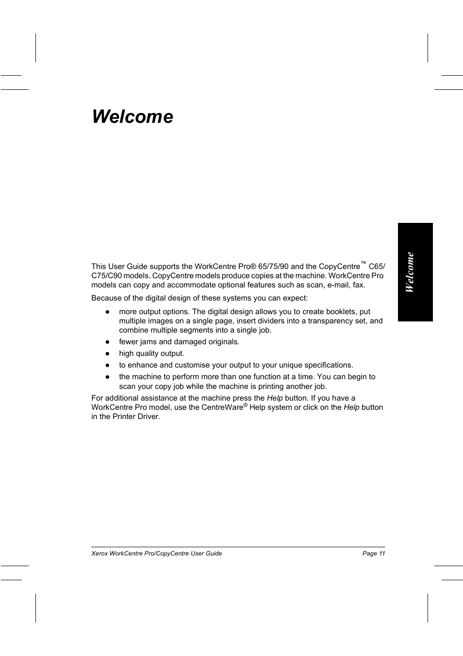 Welcome, Welcom e | Xerox WorkCentre Pro 75  EN User Manual | Page 25 / 99