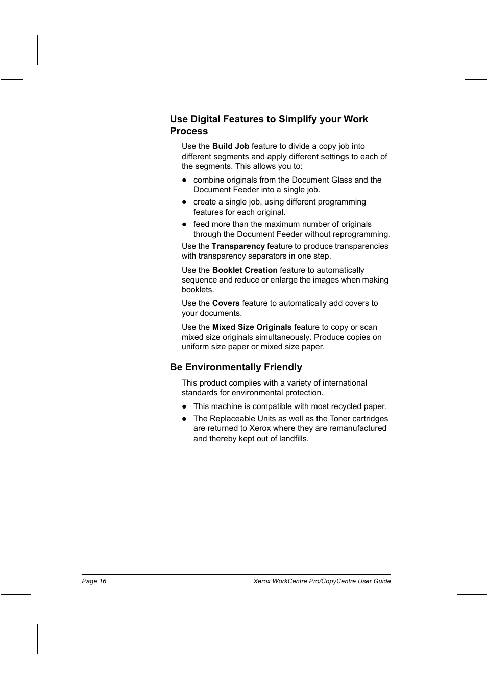 Use digital features to simplify your work process, Be environmentally friendly | Xerox WorkCentre Pro 75  EN User Manual | Page 30 / 99