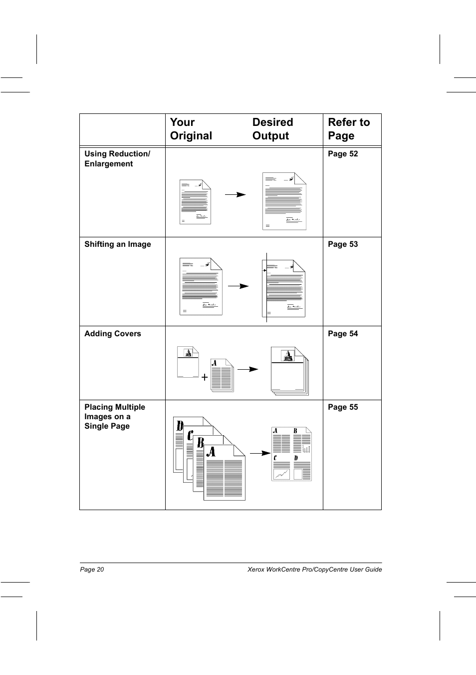 Your desired original output refer to page | Xerox WorkCentre Pro 75  EN User Manual | Page 34 / 99