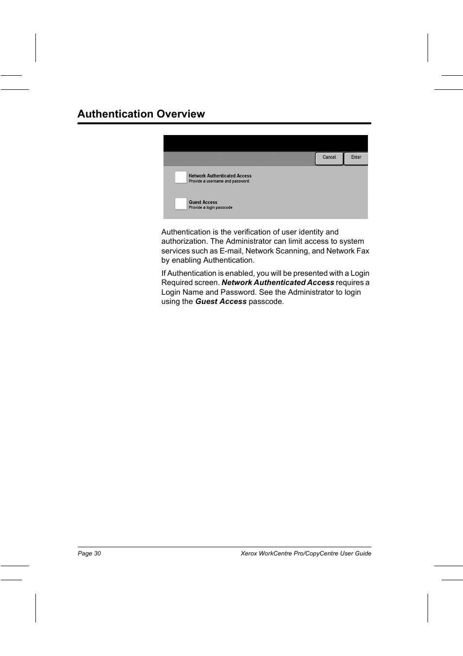 Authentication overview | Xerox WorkCentre Pro 75  EN User Manual | Page 44 / 99