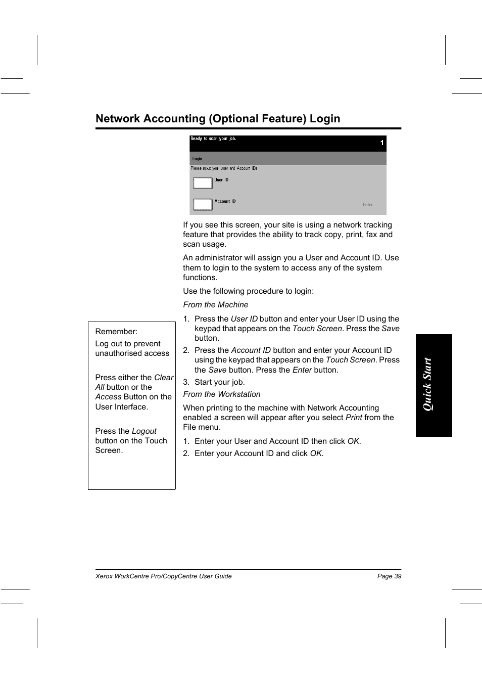 Network accounting (optional feature) login | Xerox WorkCentre Pro 75  EN User Manual | Page 53 / 99