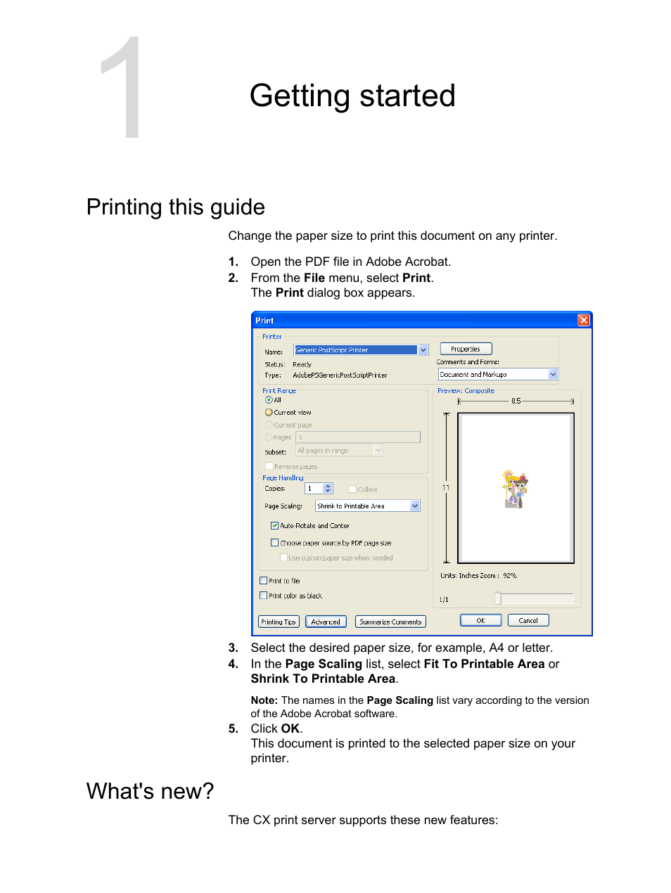 Getting started, Printing this guide, What's new | Printing this guide what's new | Xerox CX PRINT SERVER 560 User Manual | Page 11 / 166