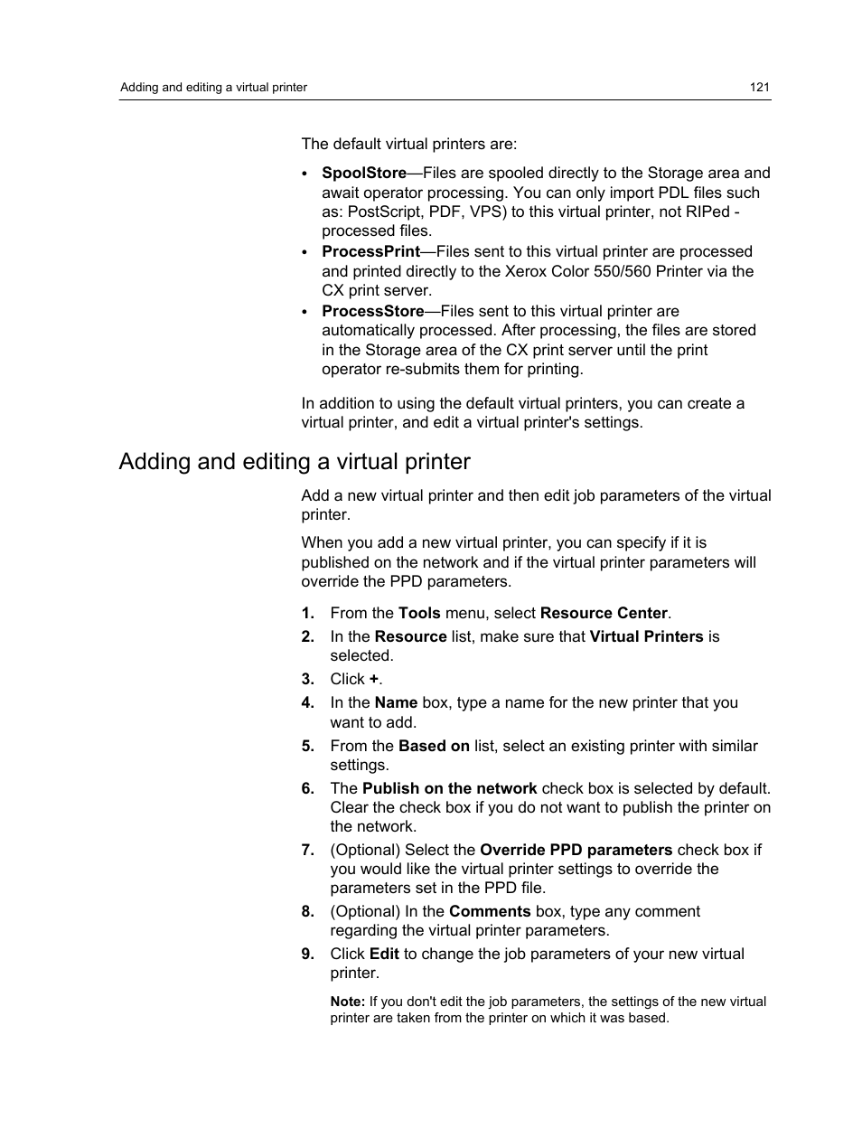 Adding and editing a virtual printer | Xerox CX PRINT SERVER 560 User Manual | Page 131 / 166