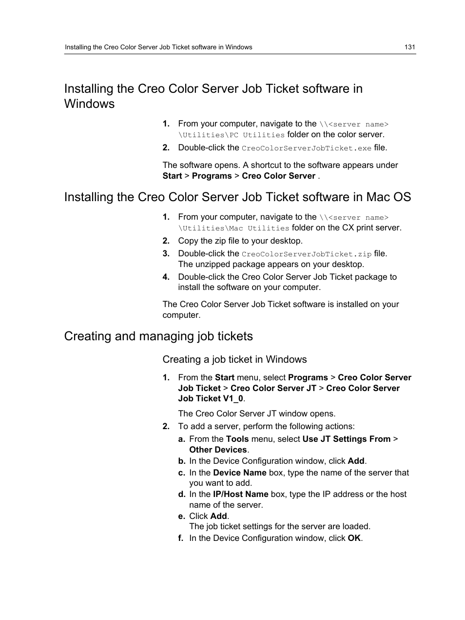 Creating and managing job tickets, Creating a job ticket in windows | Xerox CX PRINT SERVER 560 User Manual | Page 141 / 166