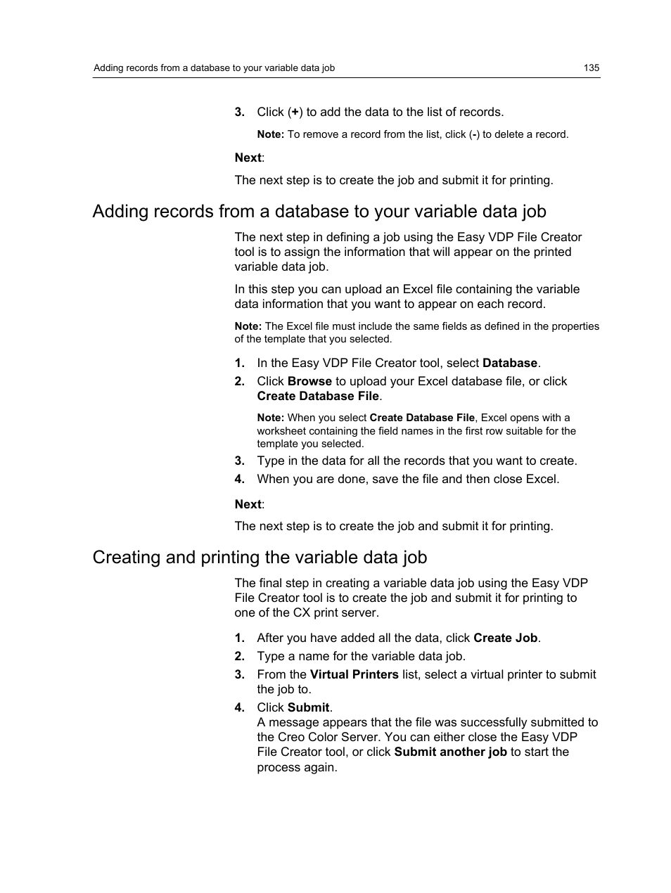 Creating and printing the variable data job | Xerox CX PRINT SERVER 560 User Manual | Page 145 / 166