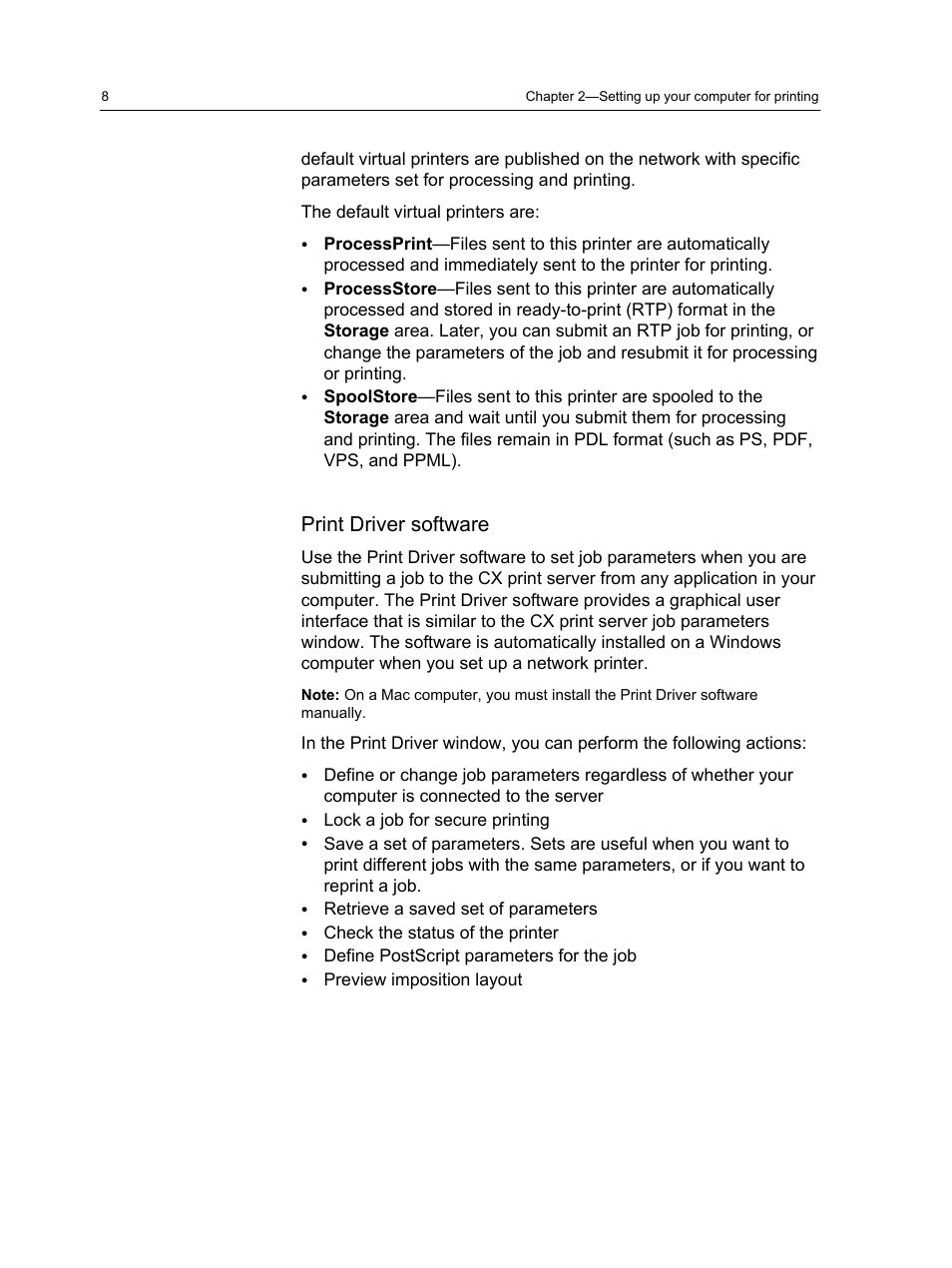 Print driver software | Xerox CX PRINT SERVER 560 User Manual | Page 18 / 166