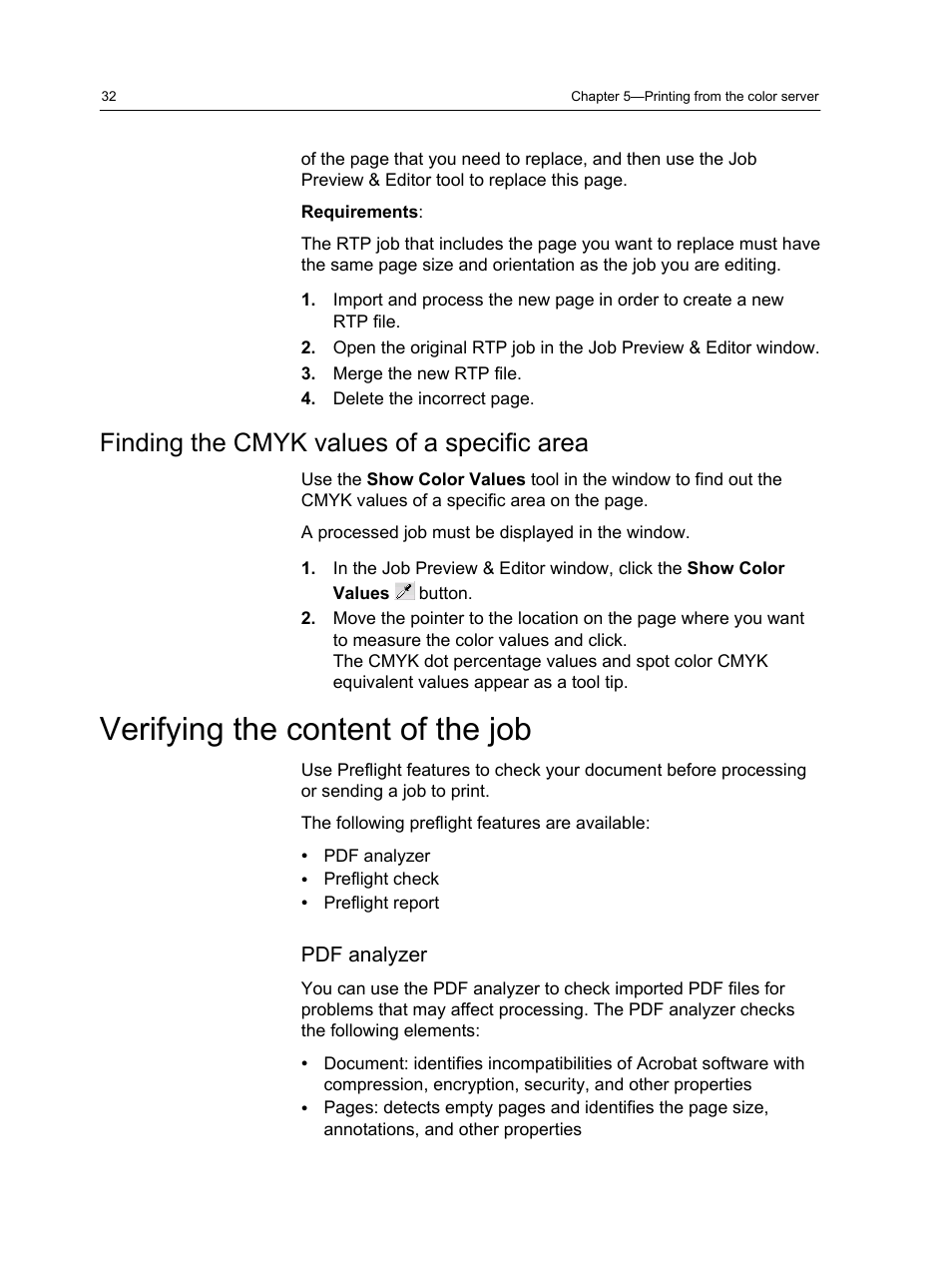 Finding the cmyk values of a specific area, Verifying the content of the job | Xerox CX PRINT SERVER 560 User Manual | Page 42 / 166