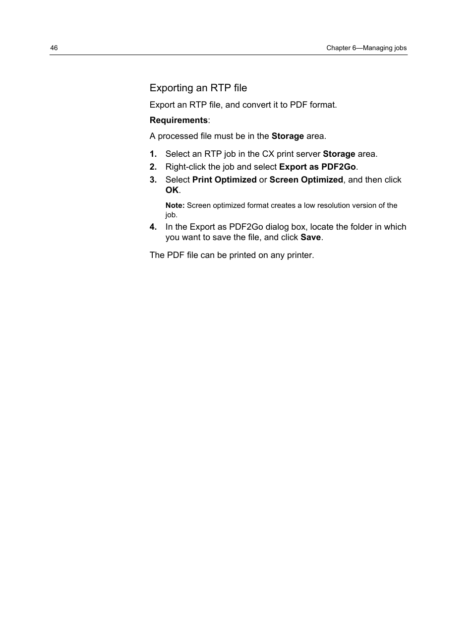 Exporting an rtp file | Xerox CX PRINT SERVER 560 User Manual | Page 56 / 166