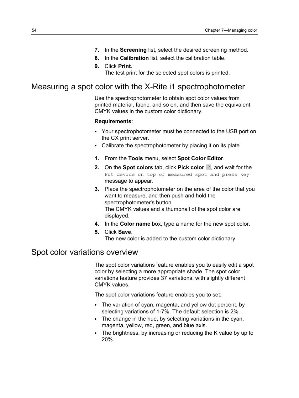 Spot color variations overview | Xerox CX PRINT SERVER 560 User Manual | Page 64 / 166