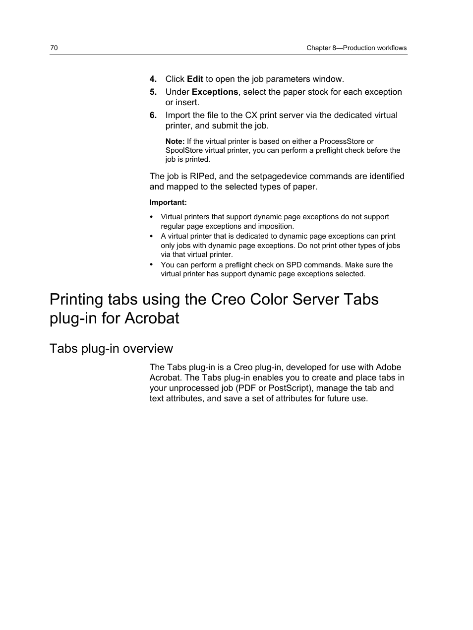 Tabs plug-in overview | Xerox CX PRINT SERVER 560 User Manual | Page 80 / 166