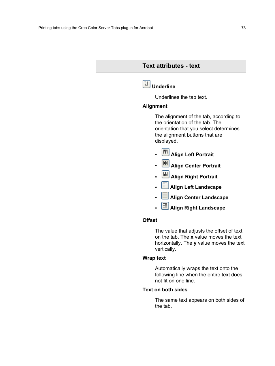 Text attributes - text | Xerox CX PRINT SERVER 560 User Manual | Page 83 / 166