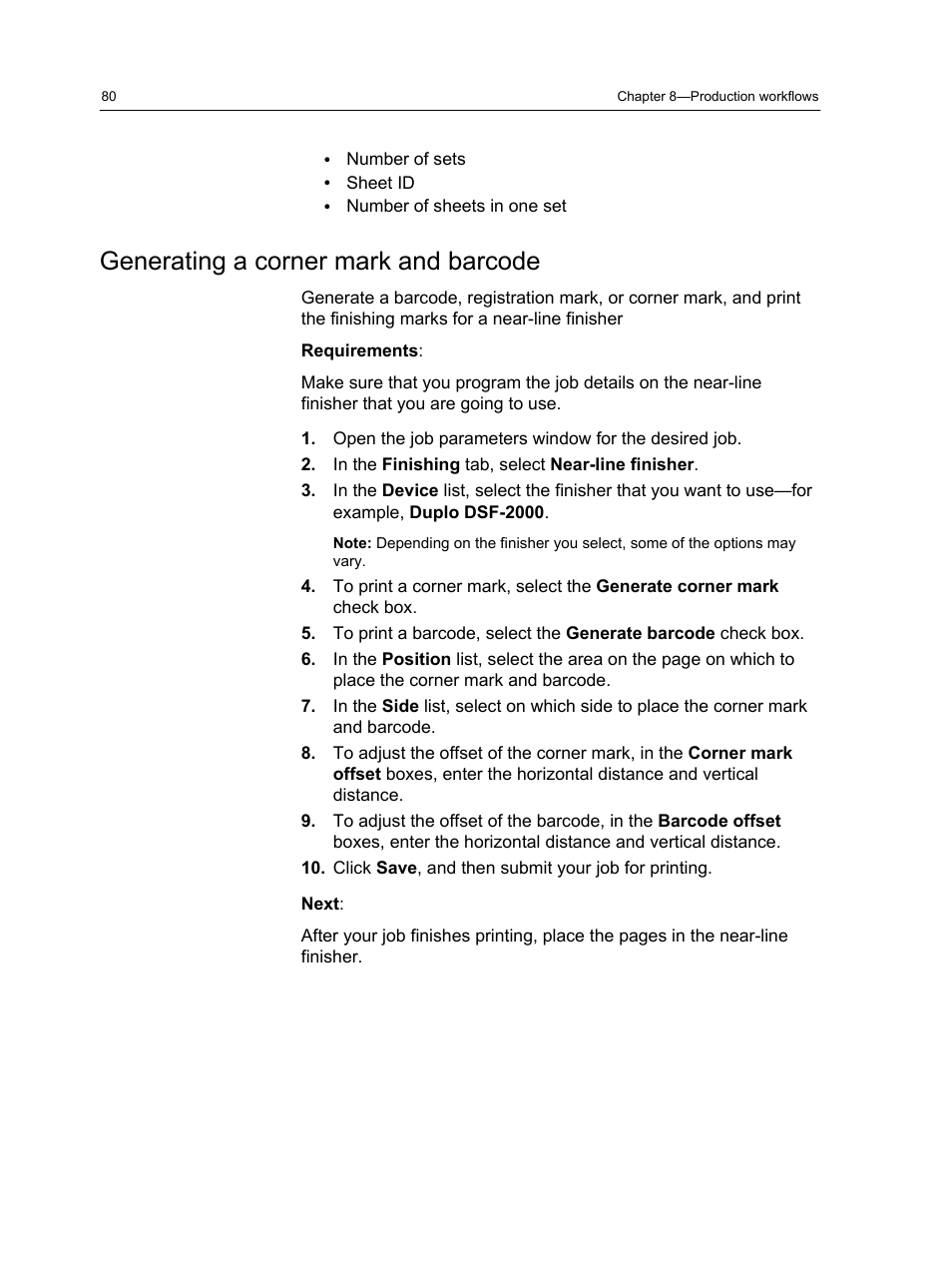Generating a corner mark and barcode | Xerox CX PRINT SERVER 560 User Manual | Page 90 / 166