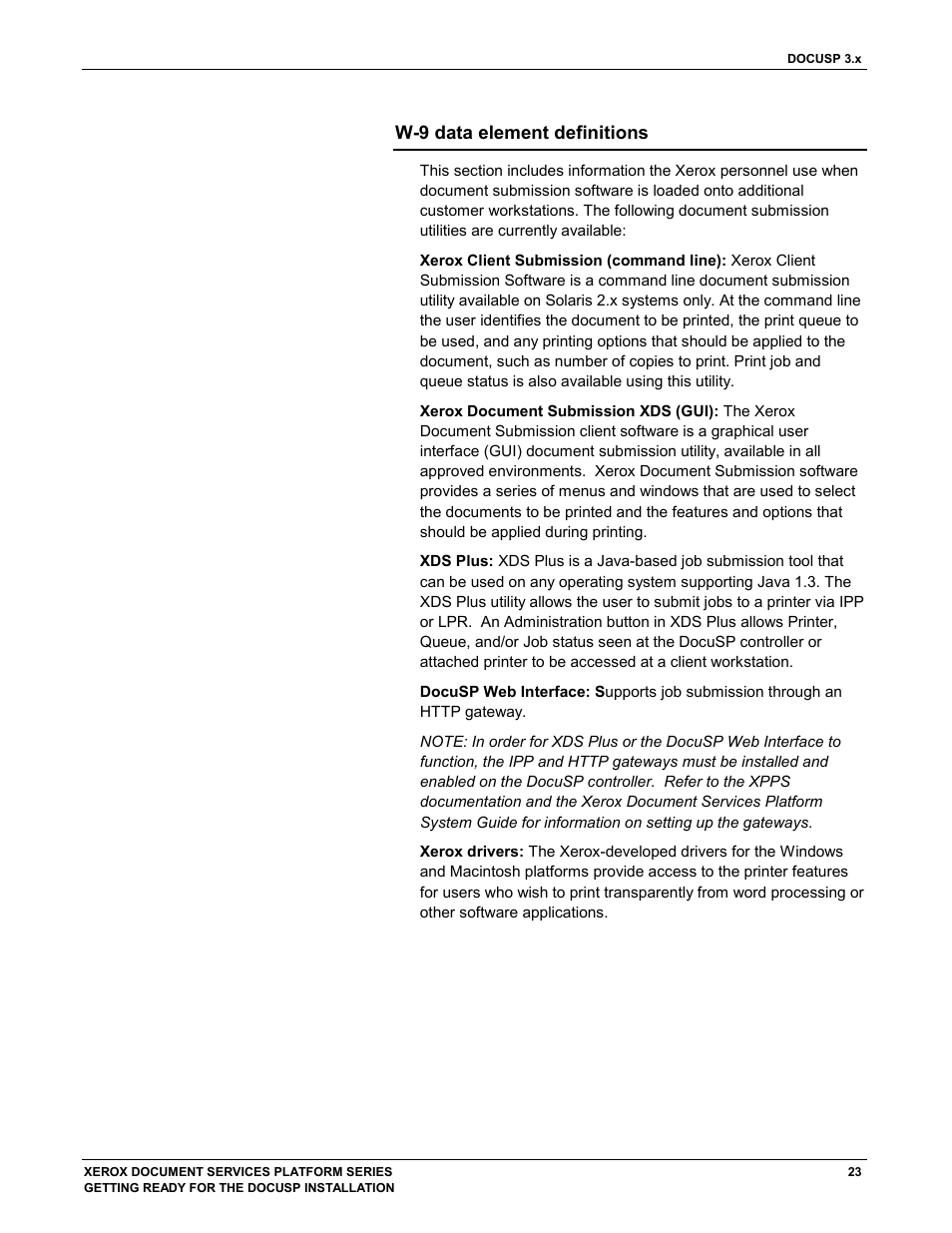 W-9 data element definitions | Xerox 701P38969 User Manual | Page 27 / 27