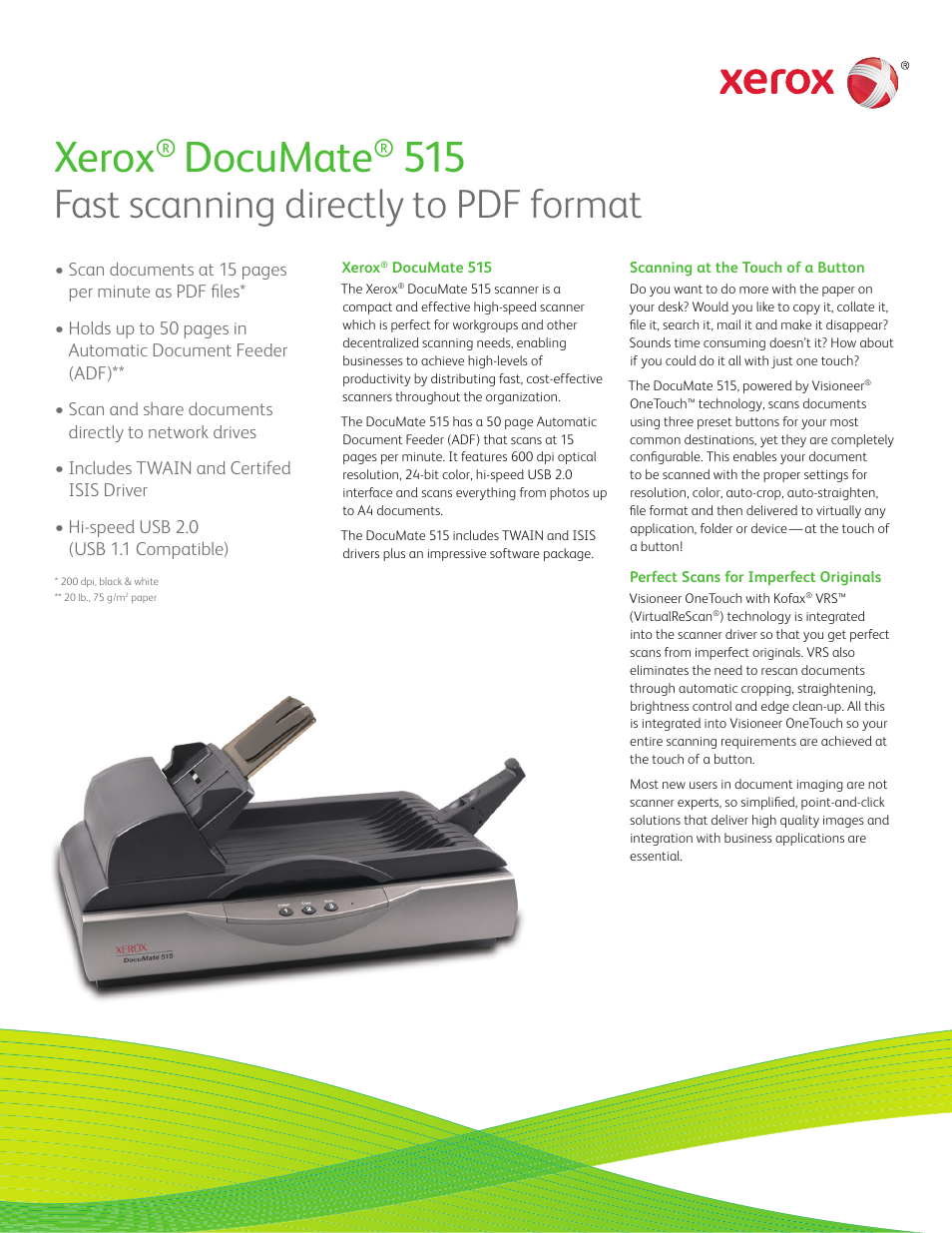 Xerox DocuMate XDM5155DWU User Manual | 2 pages