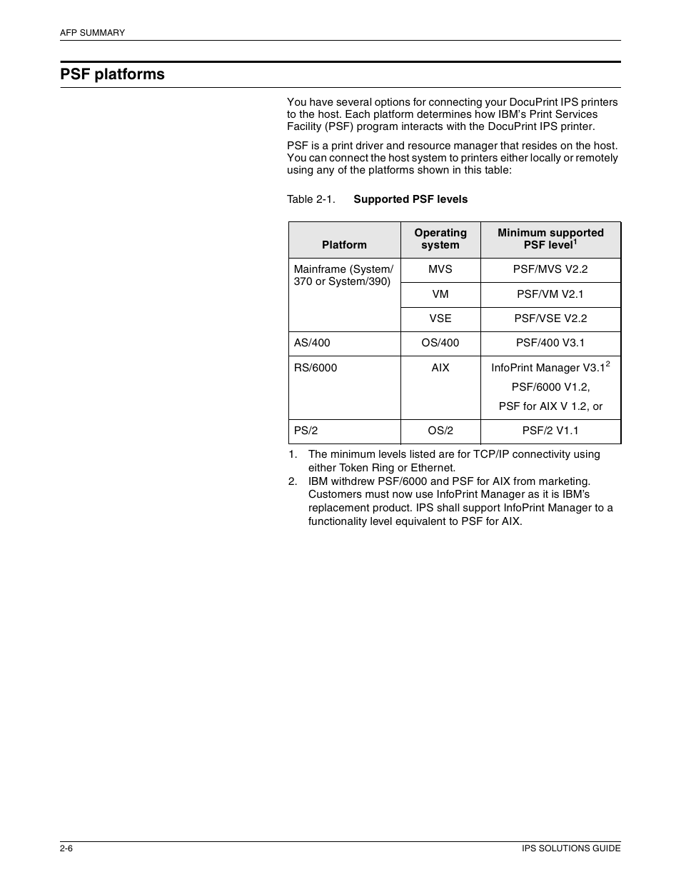 Psf platforms | Xerox 721P88200 User Manual | Page 28 / 110