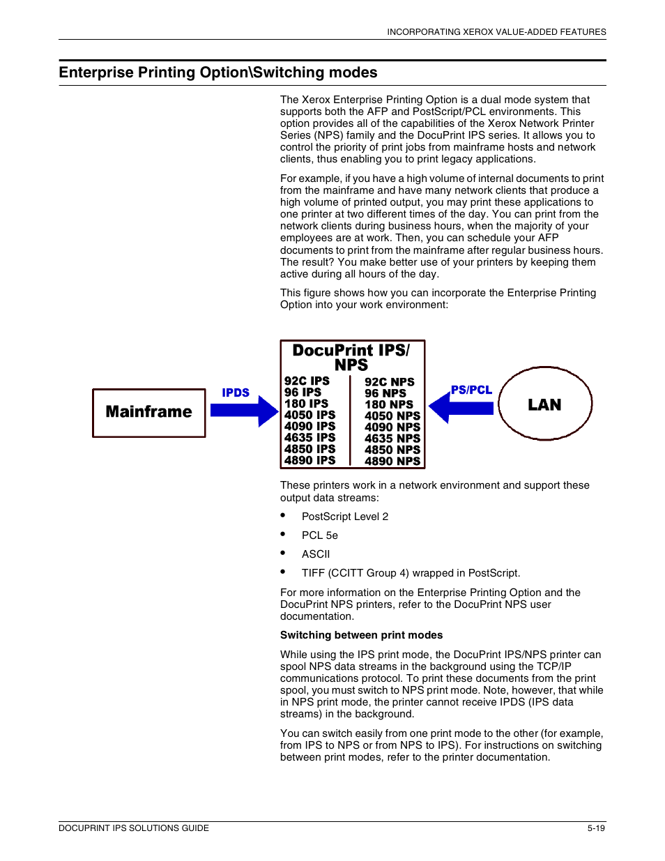 Enterprise printing option\switching modes | Xerox 721P88200 User Manual | Page 87 / 110