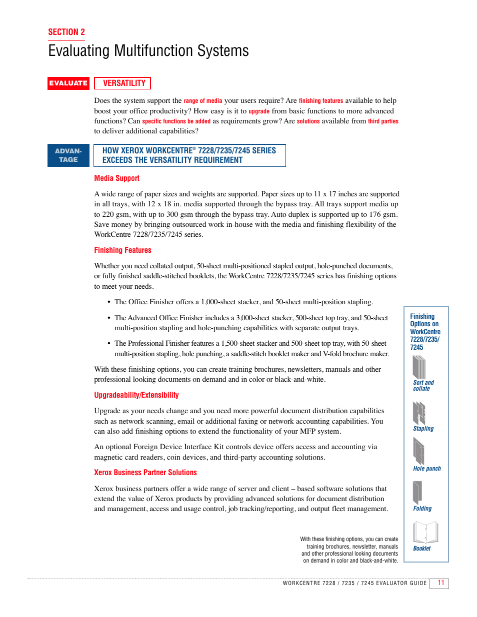 Evaluating multifunction systems | Xerox 7235 User Manual | Page 13 / 24