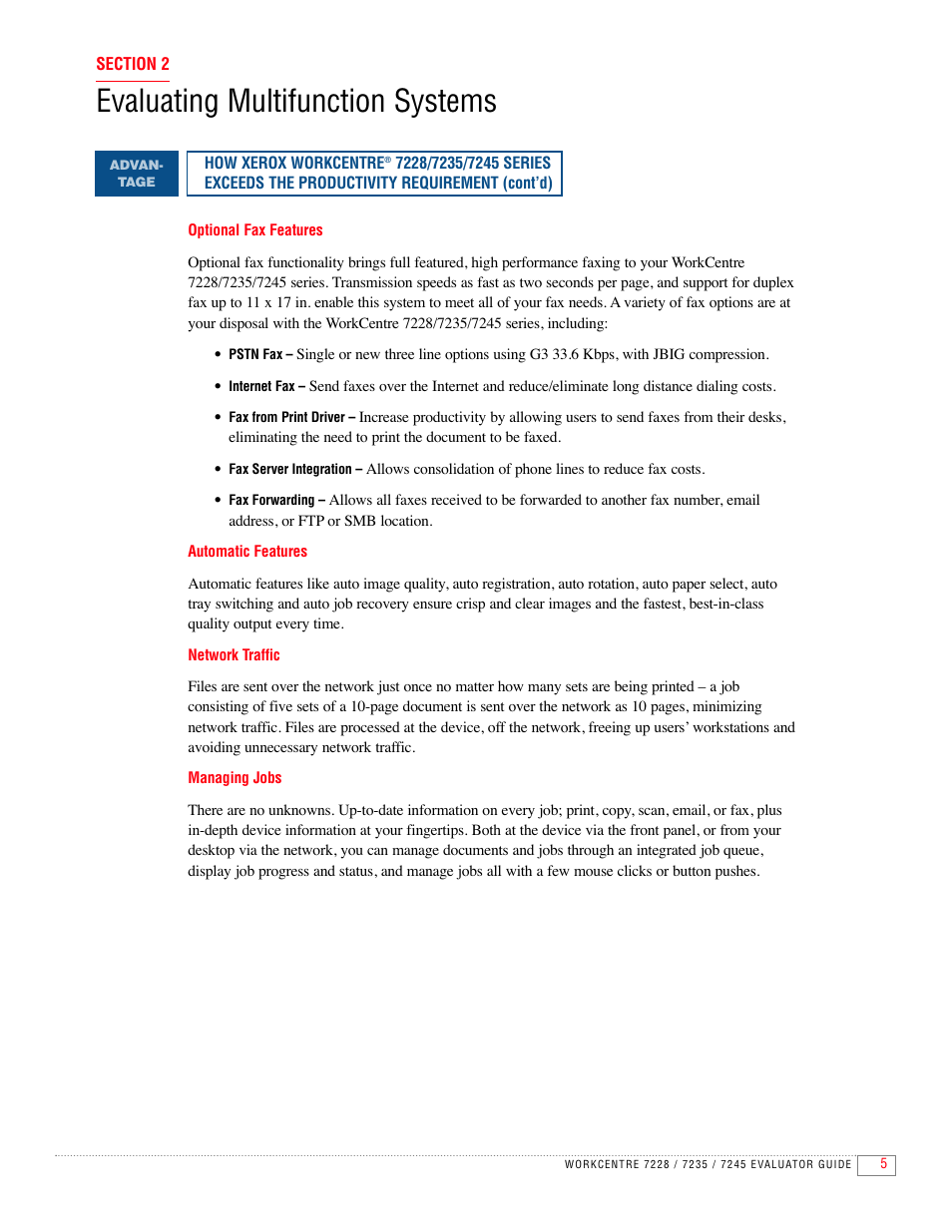 Evaluating multifunction systems | Xerox 7235 User Manual | Page 7 / 24