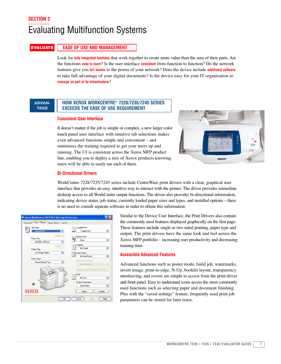 Evaluating multifunction systems | Xerox 7235 User Manual | Page 9 / 24