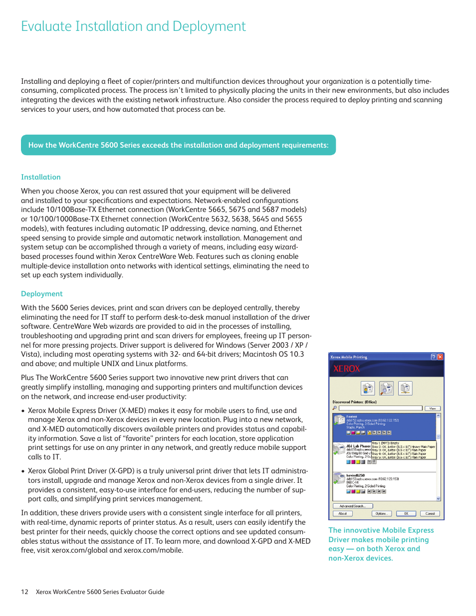 Evaluate installation and deployment | Xerox 5687 User Manual | Page 12 / 28