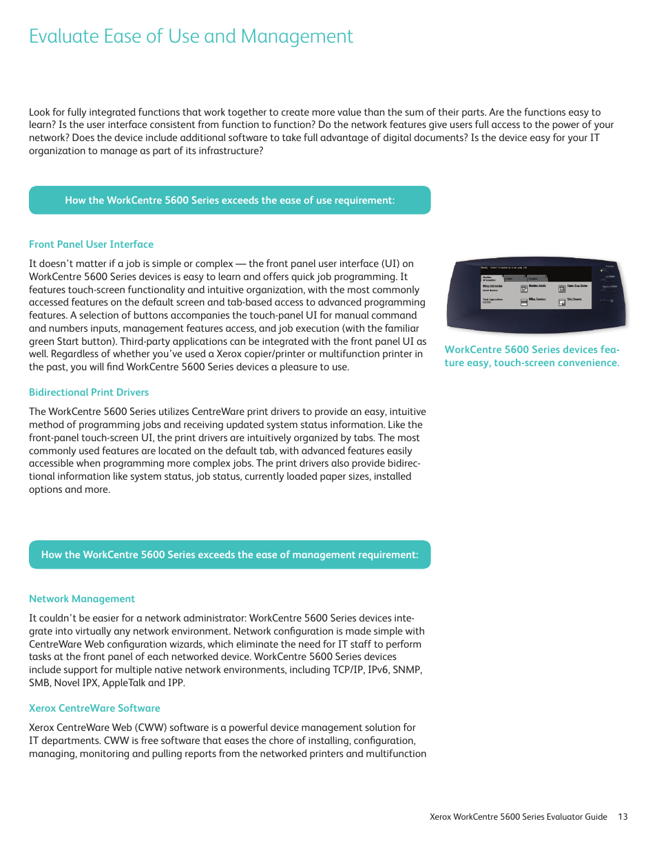 Evaluate ease of use and management | Xerox 5687 User Manual | Page 13 / 28