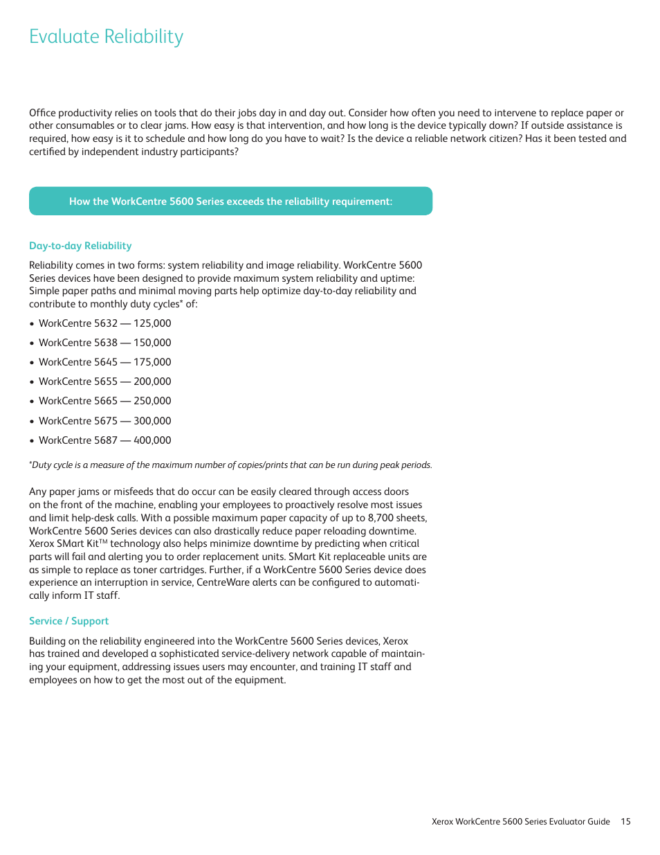 Evaluate reliability | Xerox 5687 User Manual | Page 15 / 28