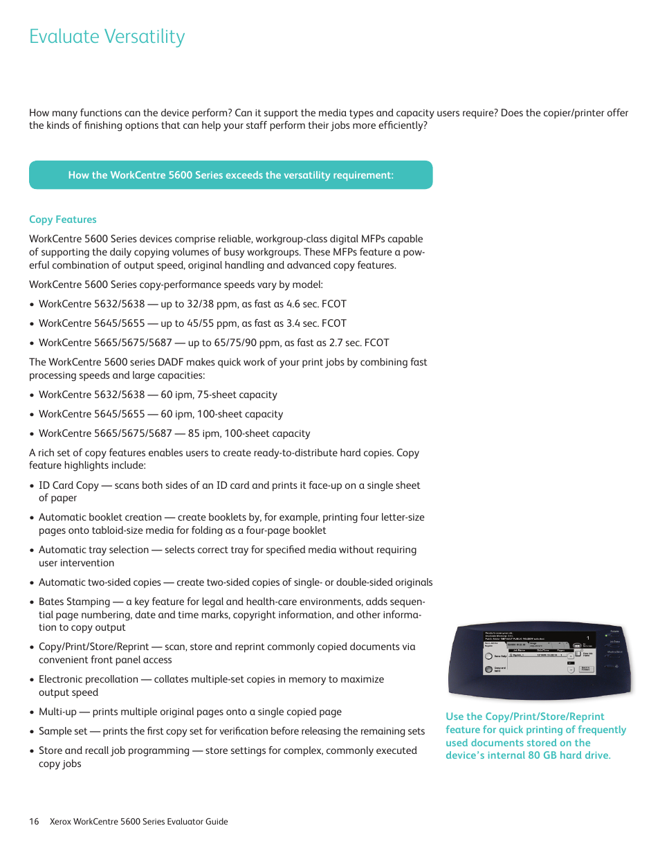 Evaluate versatility | Xerox 5687 User Manual | Page 16 / 28