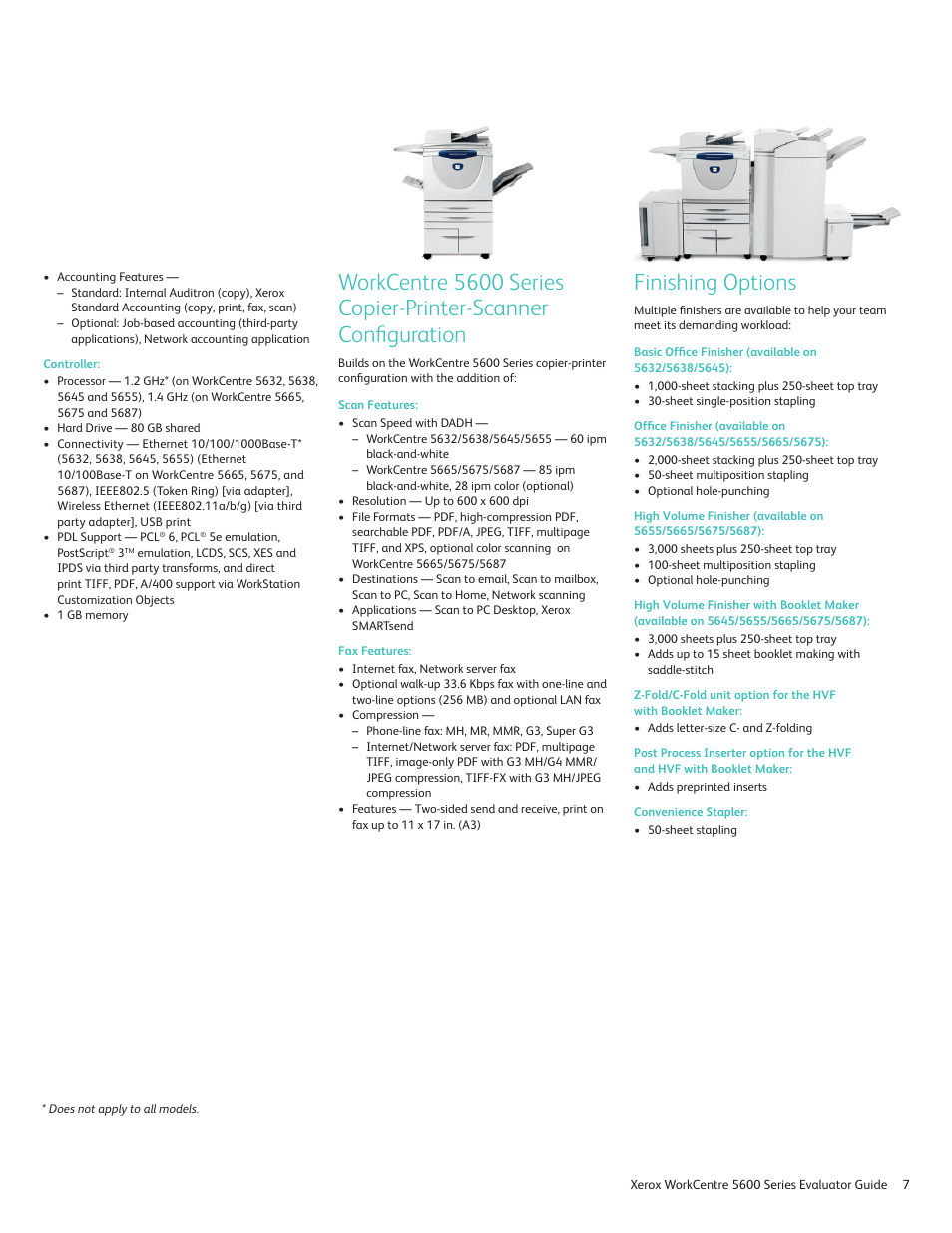 Finishing options | Xerox 5687 User Manual | Page 7 / 28