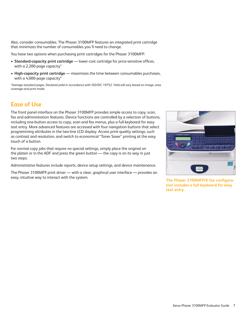 Ease of use | Xerox 3100MFP User Manual | Page 7 / 12